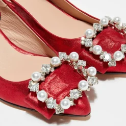 Slingbacks en Cuir métallisé Milia rouges - Talon 6 cm-Cosmoparis Hot