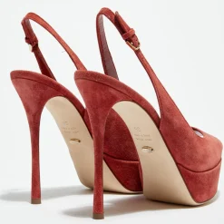Femme Sergio Rossi Escarpins^Slingbacks en Velours de Cuir Vit open-toe goyave Talon 12 cm