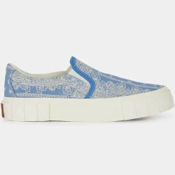 Femme Good News Baskets^Slip On en Coton Bio Juno bleu/blanc