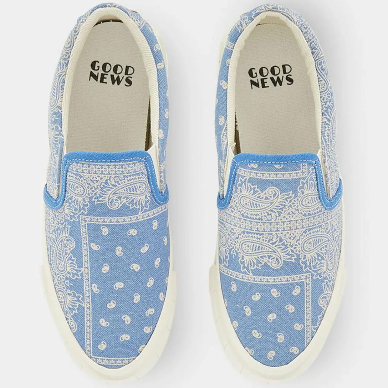 Femme Good News Baskets^Slip On en Coton Bio Juno bleu/blanc