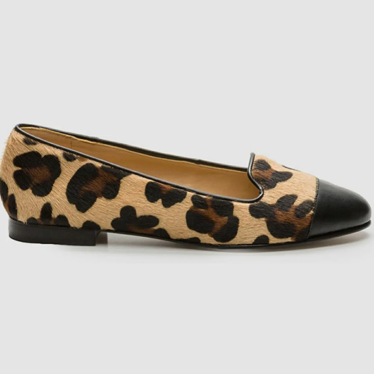 Slippers en Cuir façon Poulain Alinia léopard noir/beige-Cosmoparis Hot