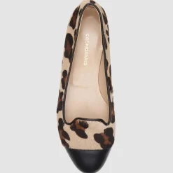 Slippers en Cuir façon Poulain Alinia léopard noir/beige-Cosmoparis Hot