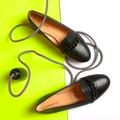 Slippers en Cuir Rouma à chaine noires-Cosmoparis New