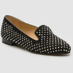 Slippers en Velours de Cuir Abo noires-Cosmoparis New