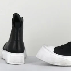 Femme Lofina Baskets^Sneakers en Cuir 3543 noires - Talon : 5cm