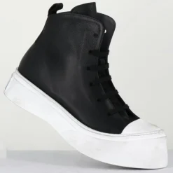 Femme Lofina Baskets^Sneakers en Cuir 3543 noires - Talon : 5cm
