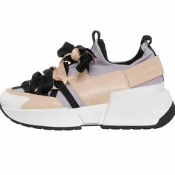 Sneakers en Cuir & Toile Lorena lilas/rose/noir - Plateforme 5 cm-Loretta Pettinari Online