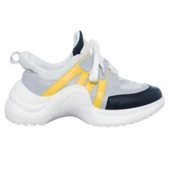 Sneakers en Cuir Bianca blanc/gris/noir/jaune - Talon 5 cm-Loretta Pettinari