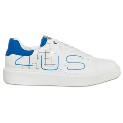 Homme Cesare Paciotti 4Us Baskets^Sneakers en Cuir Cesar blanc/bleu