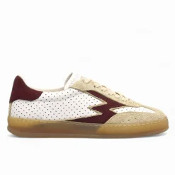Femme Moa Concept Baskets^Sneakers en cuir Club blanc/bordeaux