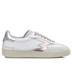 Sneakers en cuir Club blanc/rose irisé-Moa Concept Best