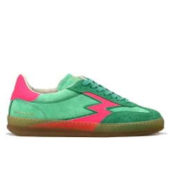 Femme Moa Concept Baskets^Sneakers en cuir Club vert/fuchia