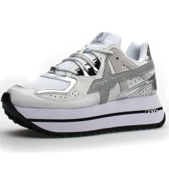 Femme W6YZ Baskets^Sneakers en Cuir Debi blanc/argenté