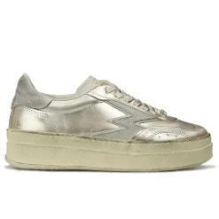 Femme Moa Concept Baskets^Sneakers en Cuir Double Club argentées