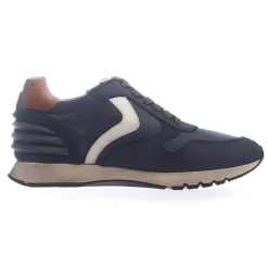 Homme Voile Blanche Baskets^Sneakers en Cuir Liam bleu marine/blanc/marron