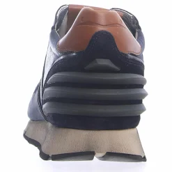 Homme Voile Blanche Baskets^Sneakers en Cuir Liam bleu marine/blanc/marron