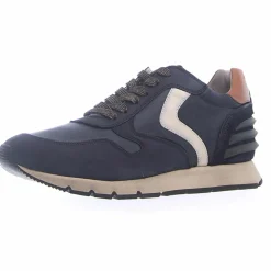 Homme Voile Blanche Baskets^Sneakers en Cuir Liam bleu marine/blanc/marron