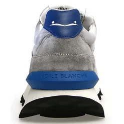 Homme Voile Blanche Baskets^Sneakers en Cuir Léo gris/bleu