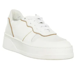 Femme Loretta Pettinari Baskets^Sneakers en Cuir Nabuk blanc/doré