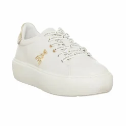Femme Patrizia Pepe Baskets^Sneakers en Cuir Off blanc cassé