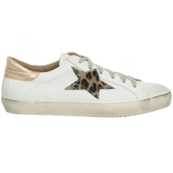 Sneakers en Cuir Olivia blanc/léopard/rose doré-Loretta Pettinari Discount