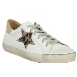 Sneakers en Cuir Olivia blanc/léopard/rose doré-Loretta Pettinari Discount