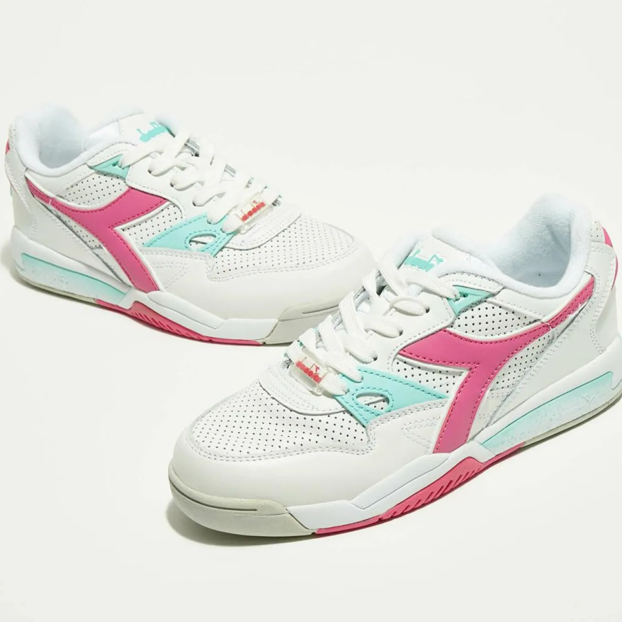 Femme Diadora Baskets^Sneakers en Cuir Rebound Ace rose/blanc/bleu