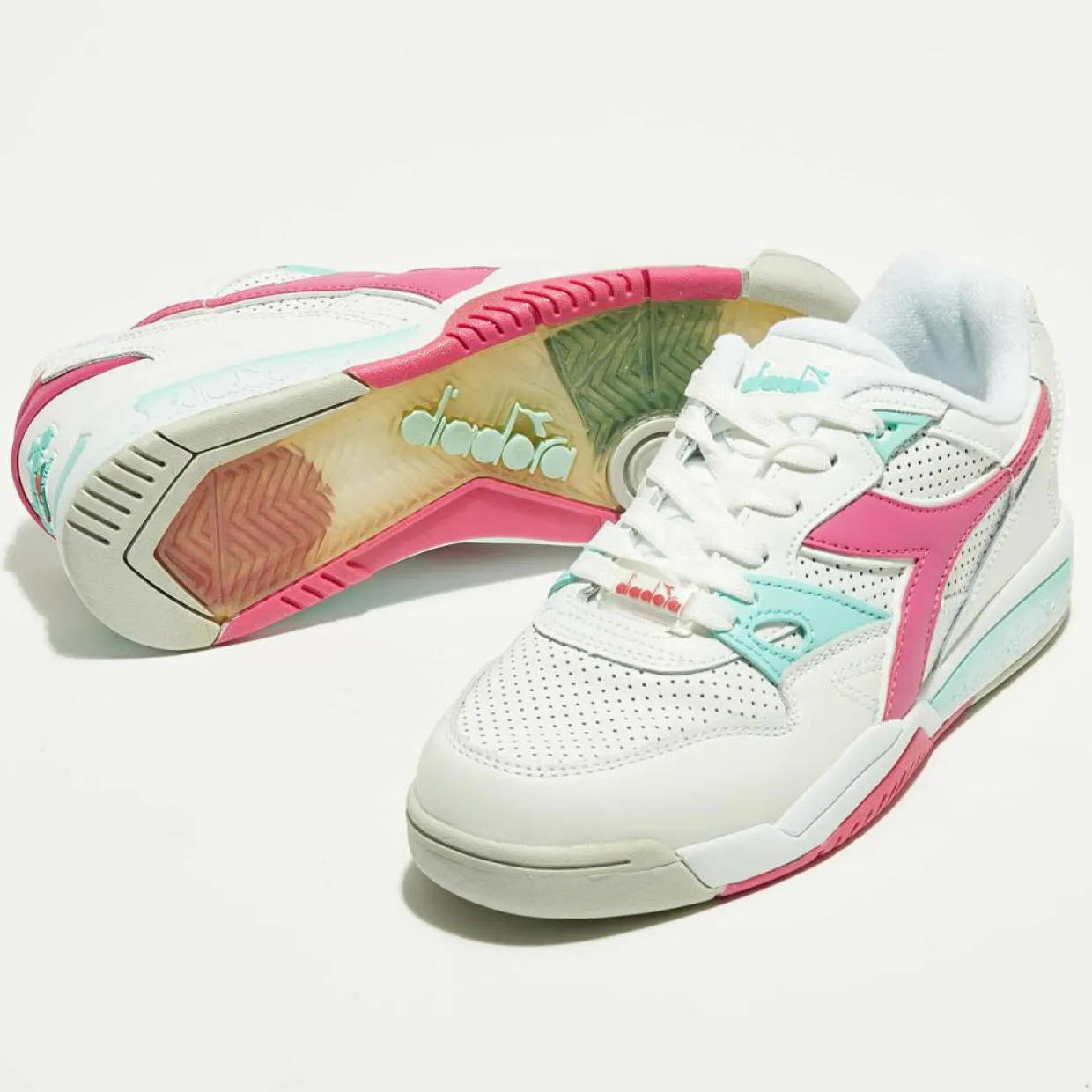 Femme Diadora Baskets^Sneakers en Cuir Rebound Ace rose/blanc/bleu