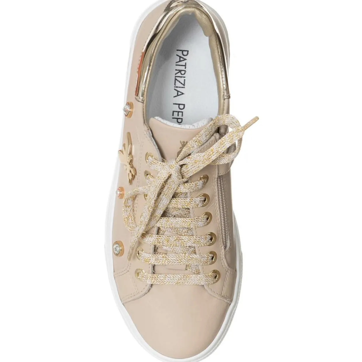 Femme Patrizia Pepe Baskets^Sneakers en Cuir Serafina beiges