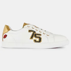 Femme Bons Baisers de Paname Baskets^Sneakers en Cuir Simone blanc/doré