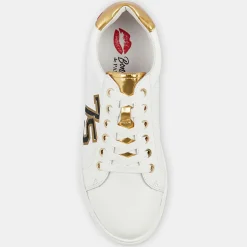 Femme Bons Baisers de Paname Baskets^Sneakers en Cuir Simone blanc/doré