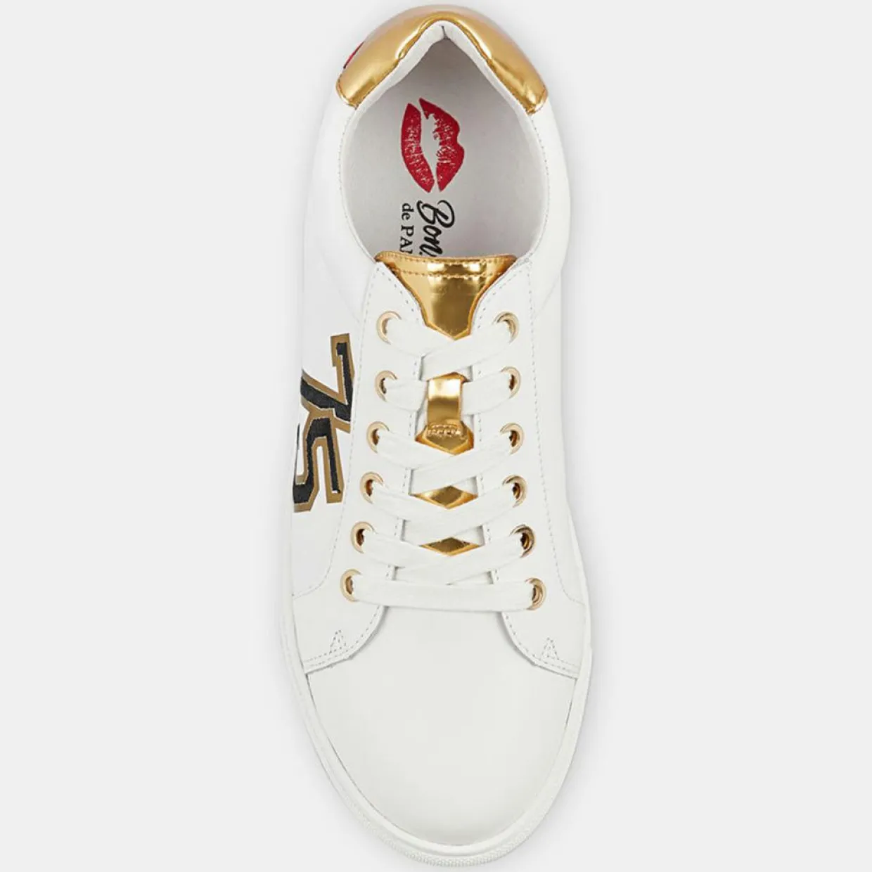 Femme Bons Baisers de Paname Baskets^Sneakers en Cuir Simone blanc/doré