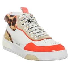 Femme Blugirl Blumarine Baskets^Sneakers en Cuir Wilow blanc/rouge/léopard