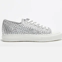 Sneakers en Cuir Wova Low-Top argentées-Stuart Weitzman