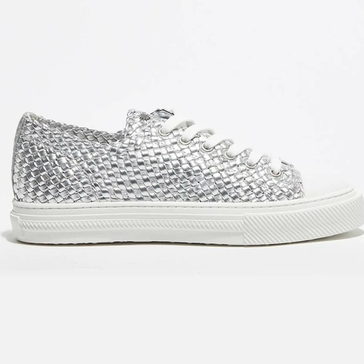 Sneakers en Cuir Wova Low-Top argentées-Stuart Weitzman
