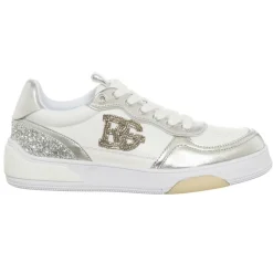 Femme Blugirl Blumarine Baskets^Sneakers en Cuir Wow blanc/argenté