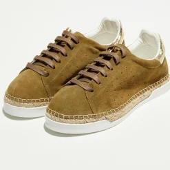Sneakers en Velours de Cuir Lancry kaki-Canal Saint Martin Online