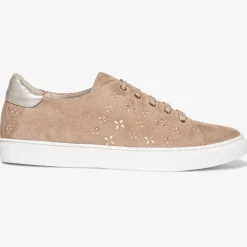 Sneakers en Velours de Cuir à motifs Lauraine nude-Bocage New