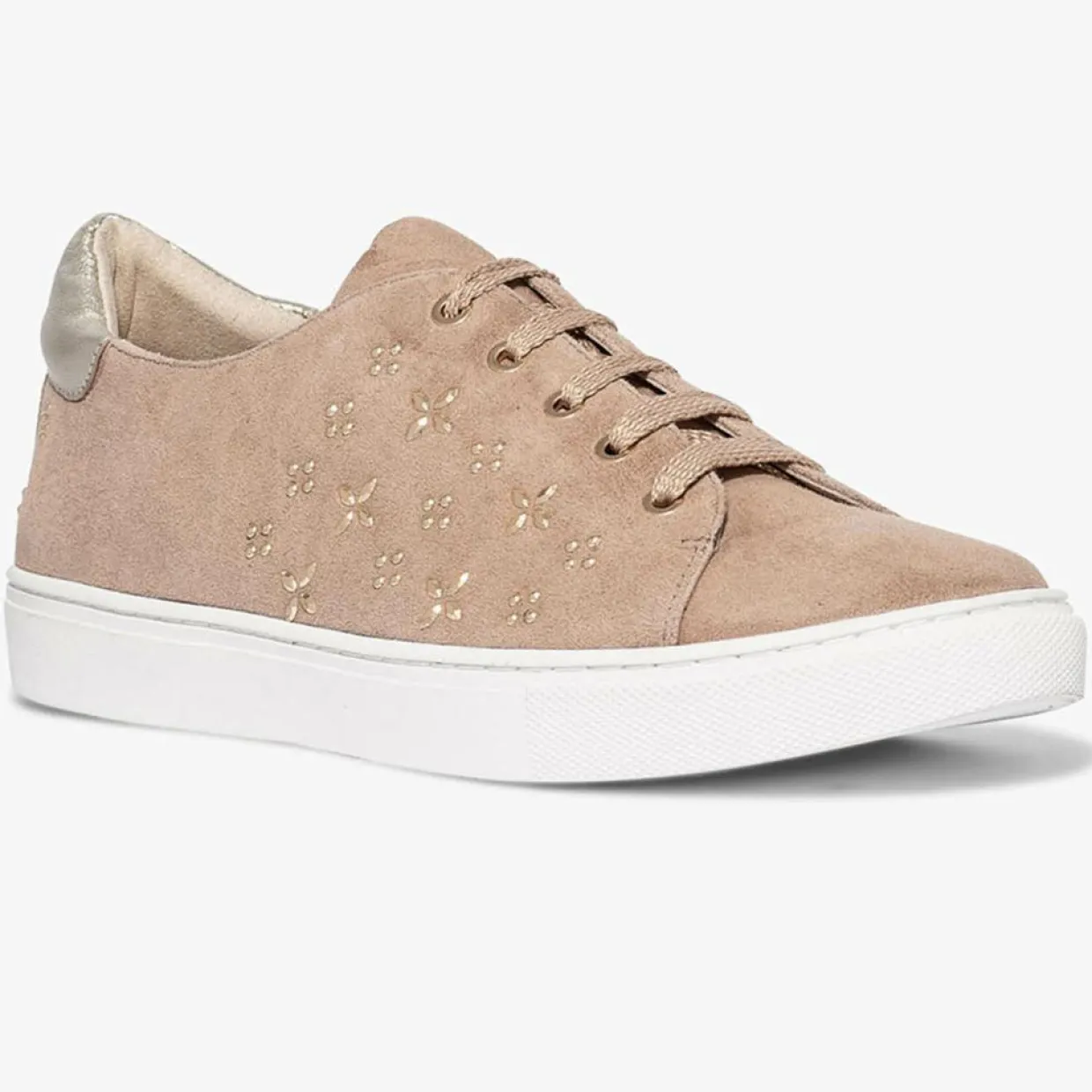 Sneakers en Velours de Cuir à motifs Lauraine nude-Bocage New