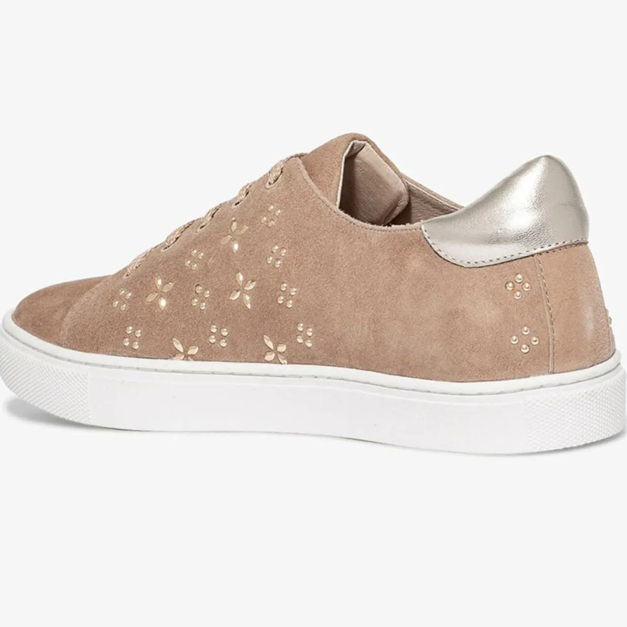 Sneakers en Velours de Cuir à motifs Lauraine nude-Bocage New