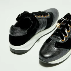 Sneakers en Velours de cuir Boy noires-Atelier Mercadal Online