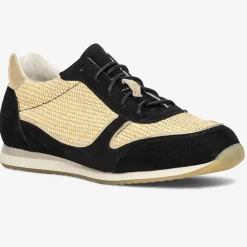 Sneakers en Velours de Cuir biamtières Lyman noir/paille-Bocage Hot