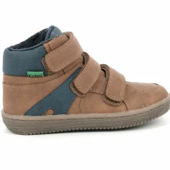 Sneakers fourrées en Velours de Cuir Lohan camel/bleu-Kickers Hot