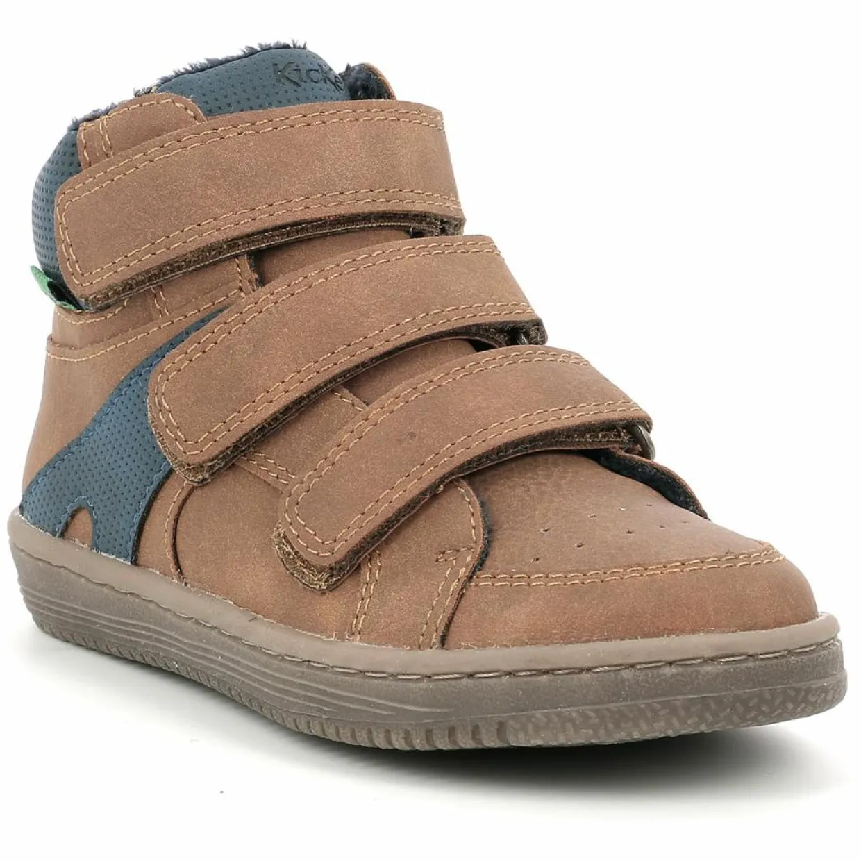Sneakers fourrées en Velours de Cuir Lohan camel/bleu-Kickers Hot