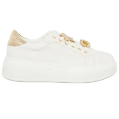Sneakers Liz blanc/doré - Plateforme 5 cm-Loretta by Loretta Discount