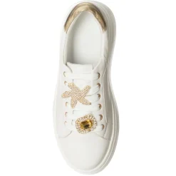 Sneakers Liz blanc/doré - Plateforme 5 cm-Loretta by Loretta Discount