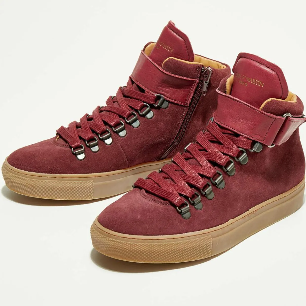 Homme Canal Saint Martin Baskets^Sneakers Montantes en Velours de Cuir Ferry bordeaux