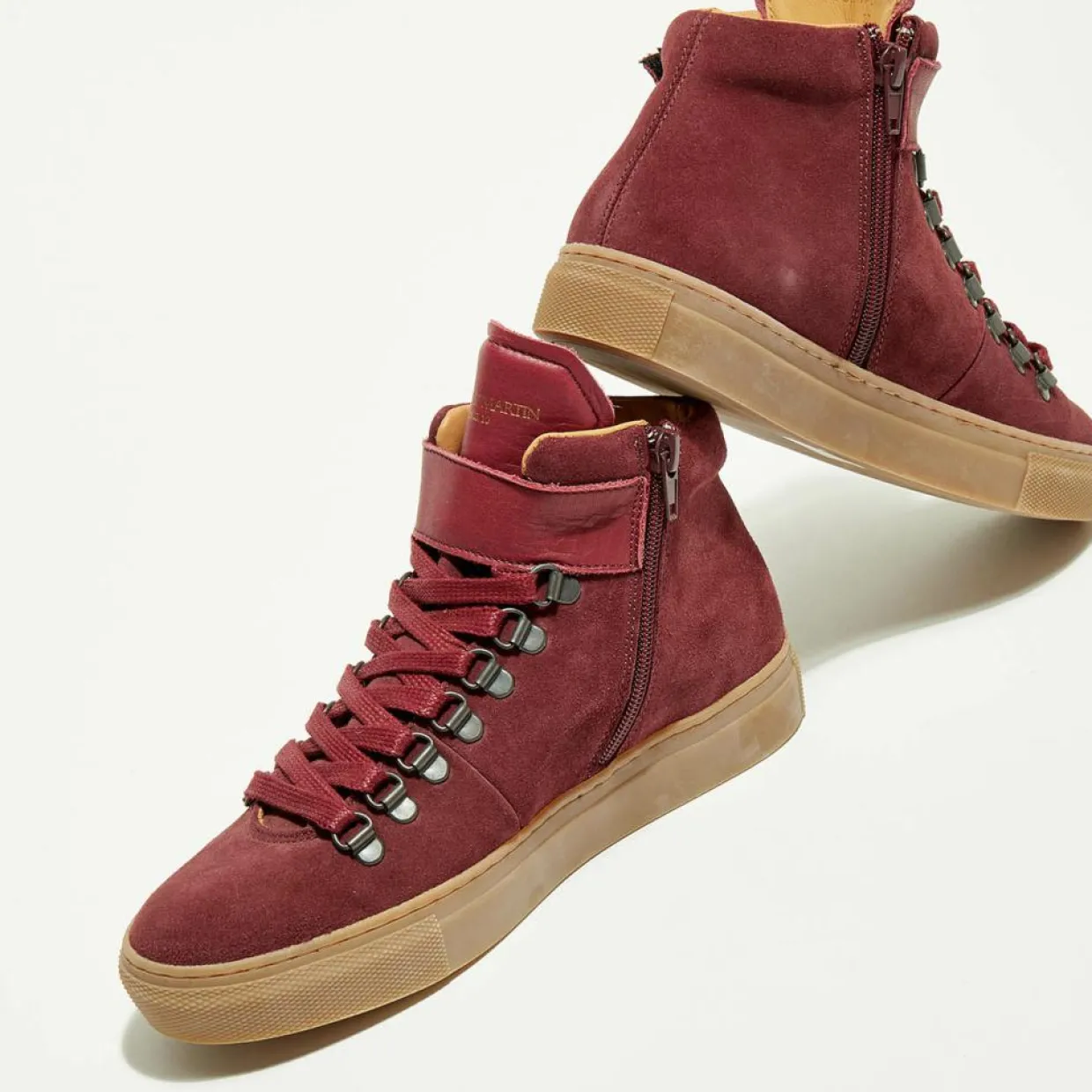 Homme Canal Saint Martin Baskets^Sneakers Montantes en Velours de Cuir Ferry bordeaux