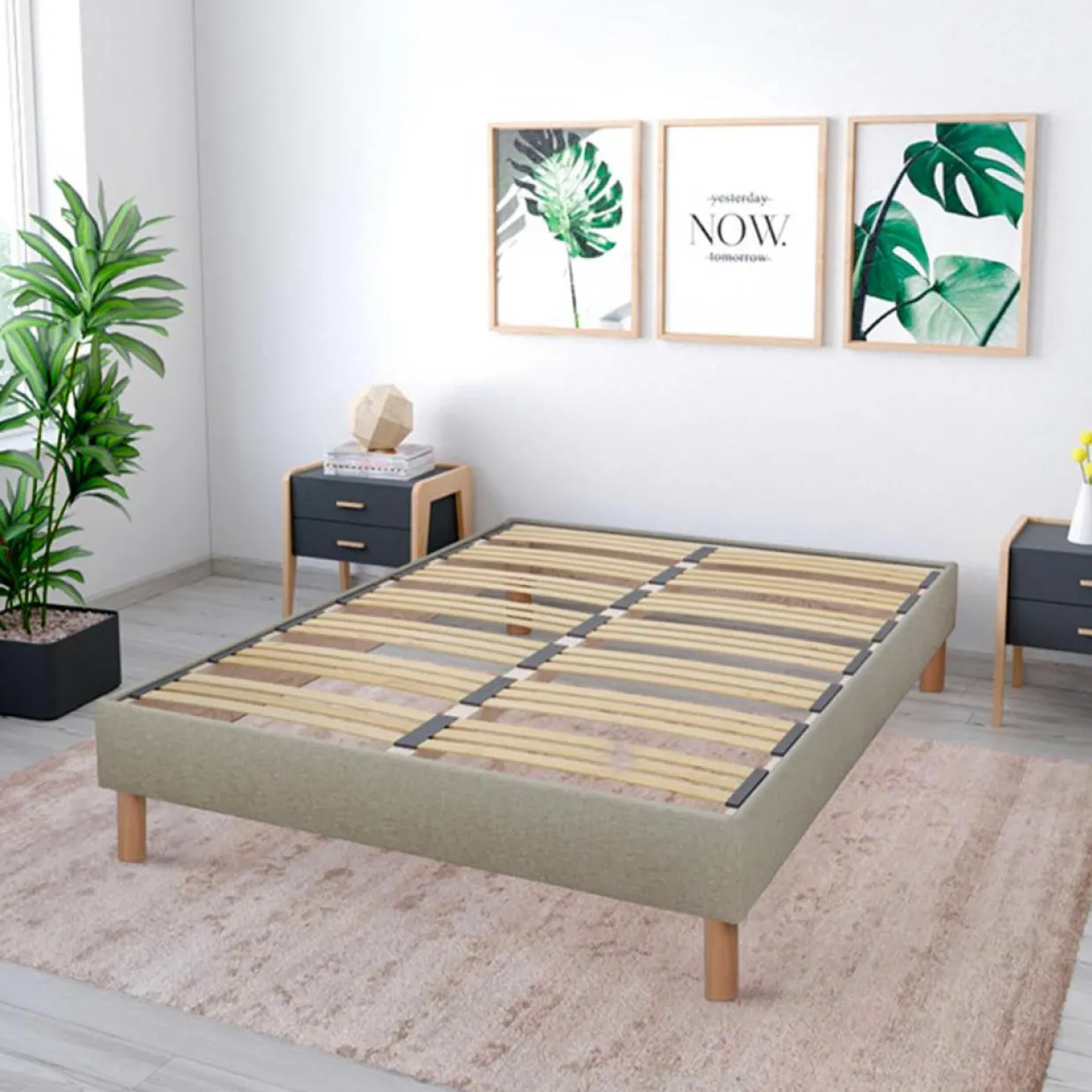 Hypsom Sommiers^Sommier en bois Kit Lino beige - 160x200 cm