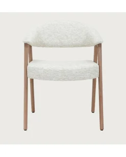 Uniqka Chaises^Soria - Chaise salle à manger en tissu beige piétement finition bois blanchi